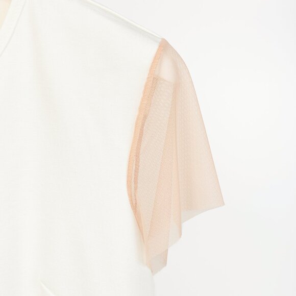 Marie Saint Pierre Nusar White Jersey Mesh-Trim Short-Sleeve Jacket - Picture 5 of 7